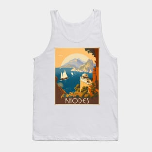 Rhodes Greece Vintage Travel Art Poster Tank Top